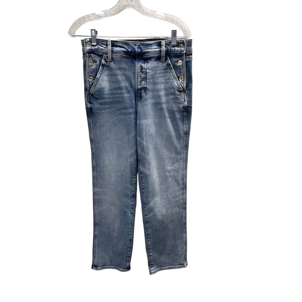 Express Jeans Women's Size 4 R Blue Straight Ankle Cotton Blend